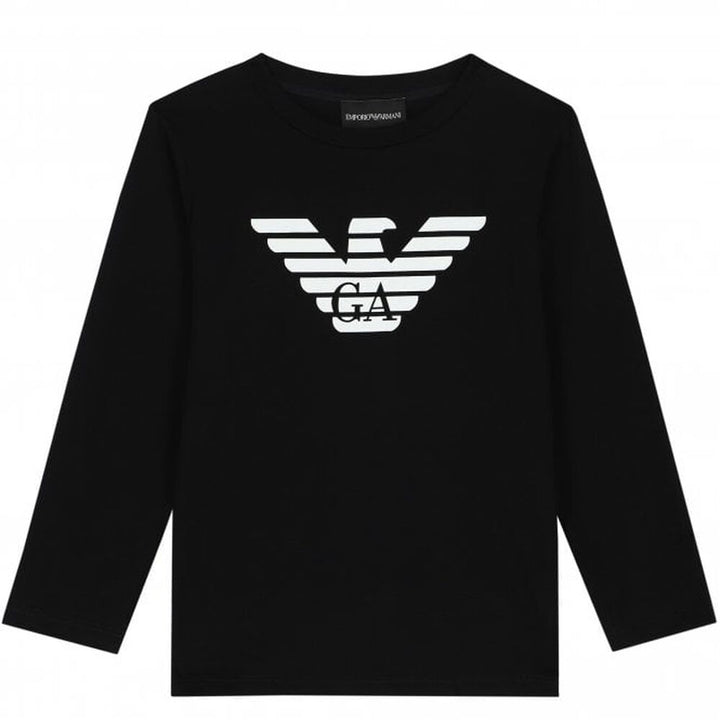 Emporio Armani Junior Boys Black Logo Top - 6Y