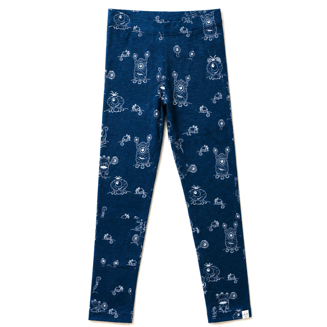 >Woolino Kids Merino Wool Base Layer Long Sleeve Top + Leggings Set - Monster