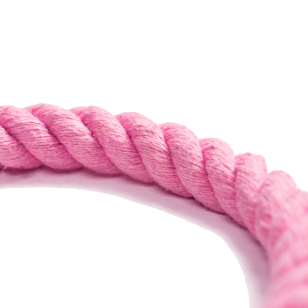 Tinklylife Dog Knit Collar - Pink+Natural Leather
