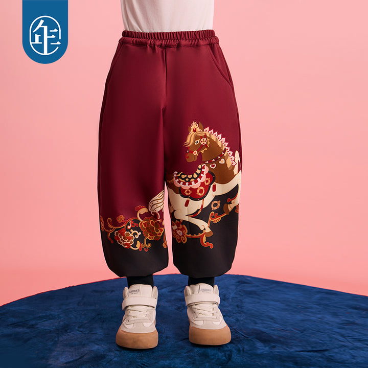 >Nian 年衣 跃马新程加绒长裤 - 年衣红