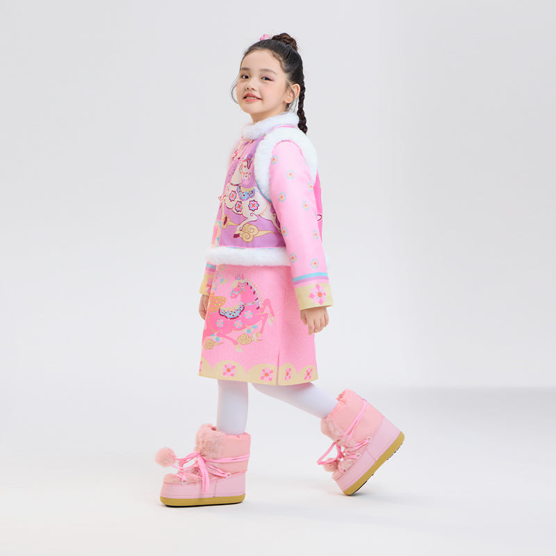 >Nian 年衣 锦绣前程马褂套装 - 初桃粉