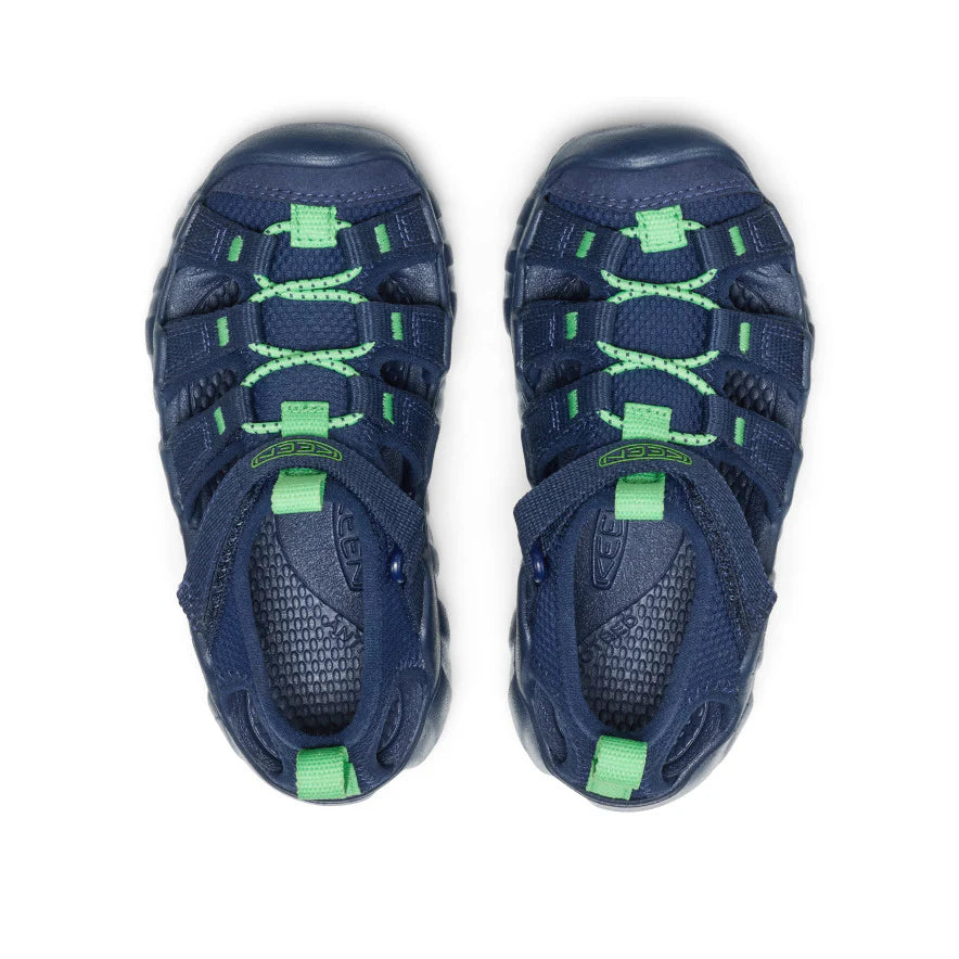 >KEEN Kids Hyperport H2 Extra Cushy Sandal - NAVAL ACADEMY/VIBRANT GREEN