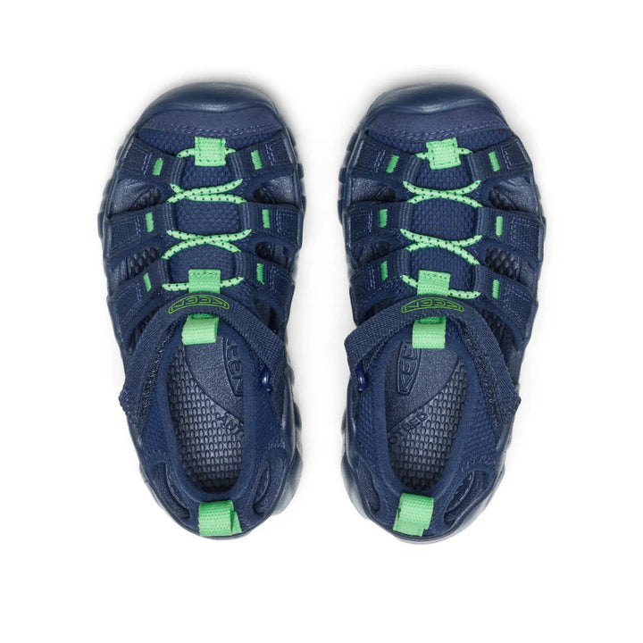 >KEEN Kids Hyperport H2 Extra Cushy Sandal - NAVAL ACADEMY/VIBRANT GREEN
