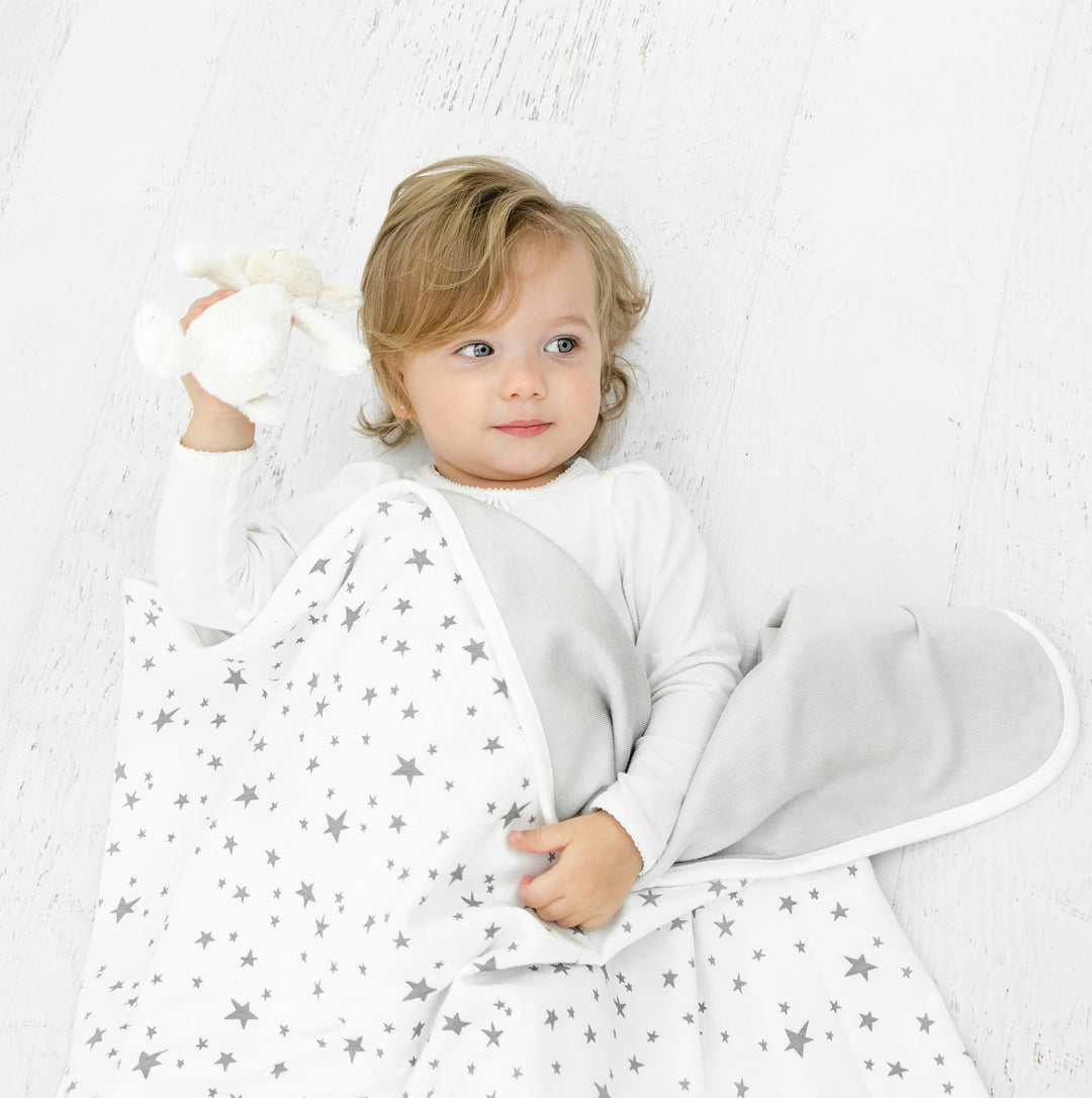 Woolino Toddler Blanket 4 Season Merino Wool Blanket 52.5" x 40" - Star White
