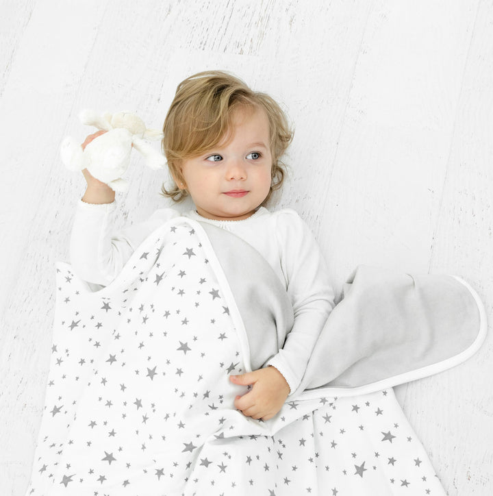 Woolino Toddler Blanket 4 Season Merino Wool Blanket 52.5" x 40" - Star White