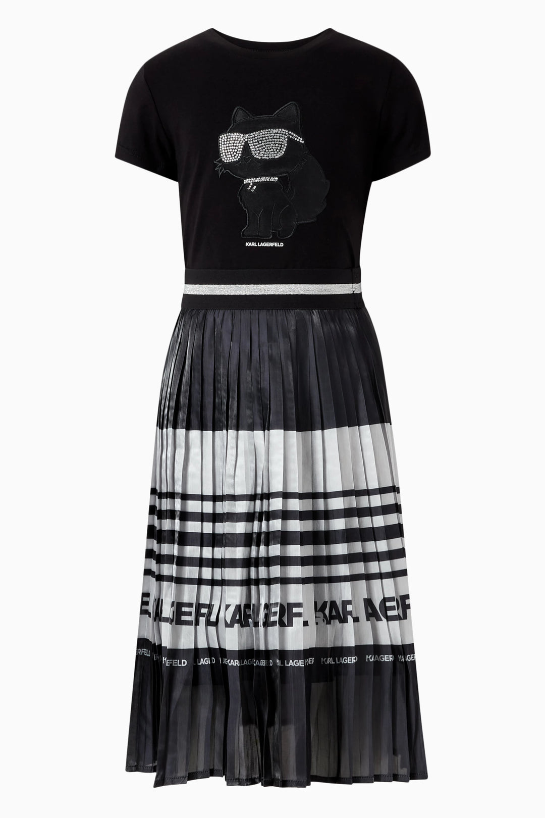 Karl Lagerfeld Kids Girl Striped Pleated Midi Skirt - 8Y