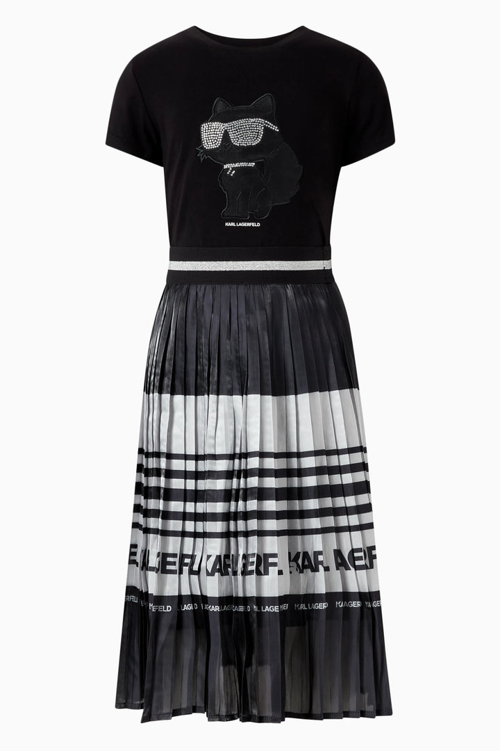 Karl Lagerfeld Kids Girl Striped Pleated Midi Skirt - 8Y