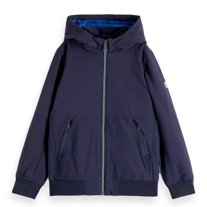 SCOTCH & SODA Kids Hooded Soft-shell Jacket in Navy