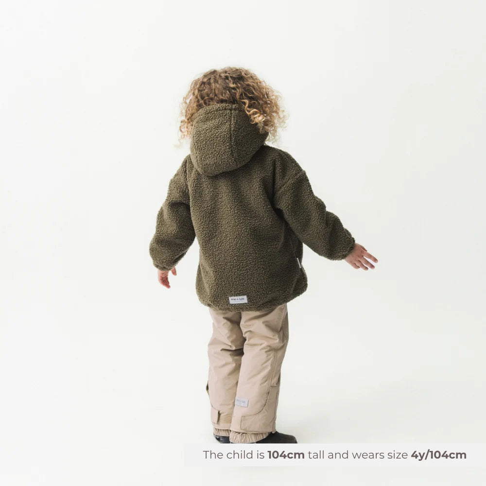 MINI A TURE Kids MATARMAN Sherpa Anorak Jacket - Capers Green