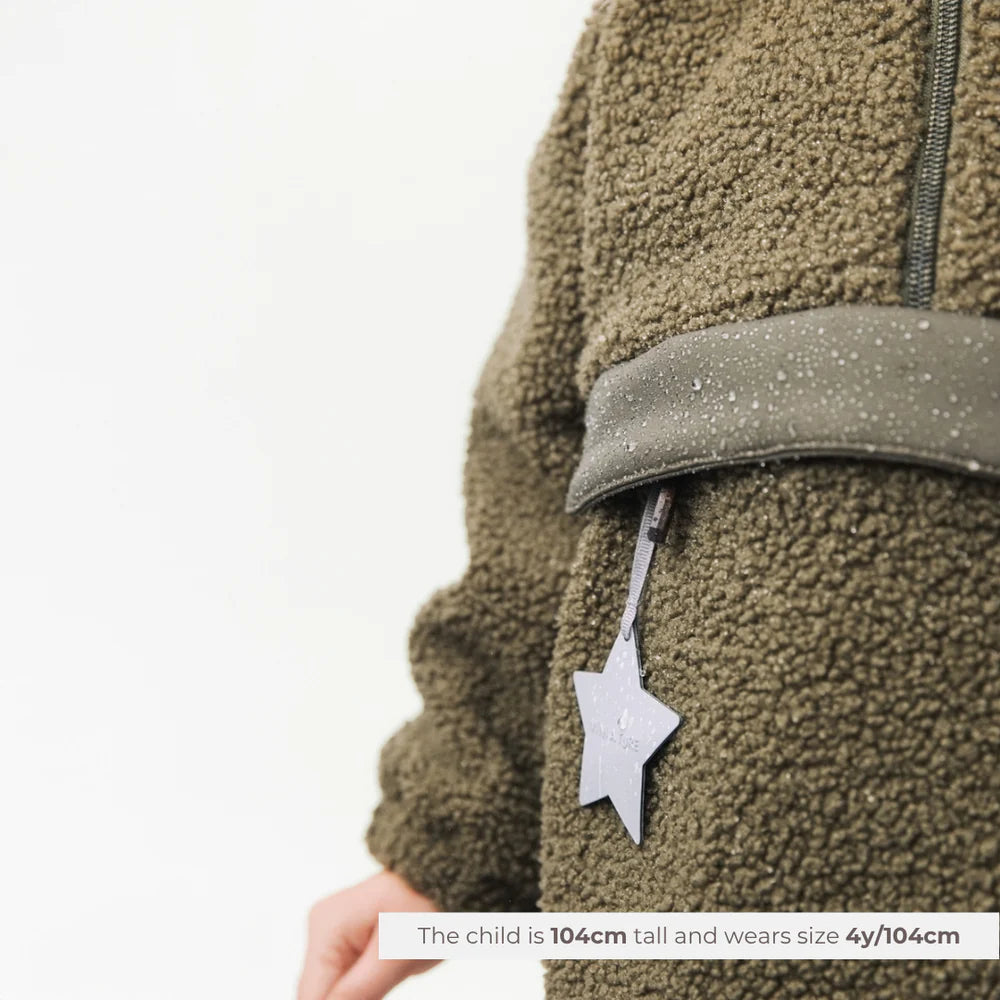 MINI A TURE Kids MATARMAN Sherpa Anorak Jacket - Capers Green