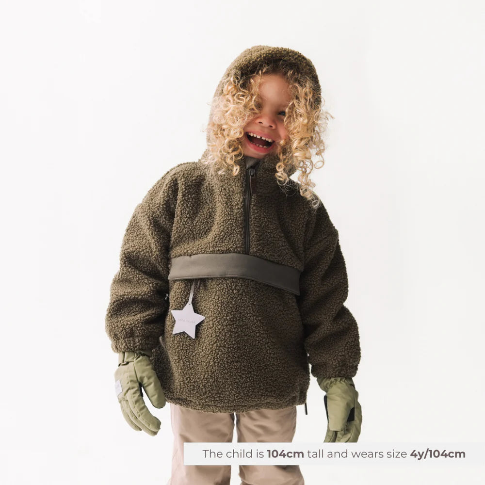MINI A TURE Kids MATARMAN Sherpa Anorak Jacket - Capers Green