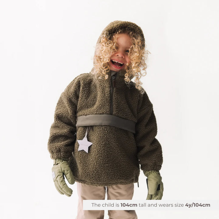 MINI A TURE Kids MATARMAN Sherpa Anorak Jacket - Capers Green