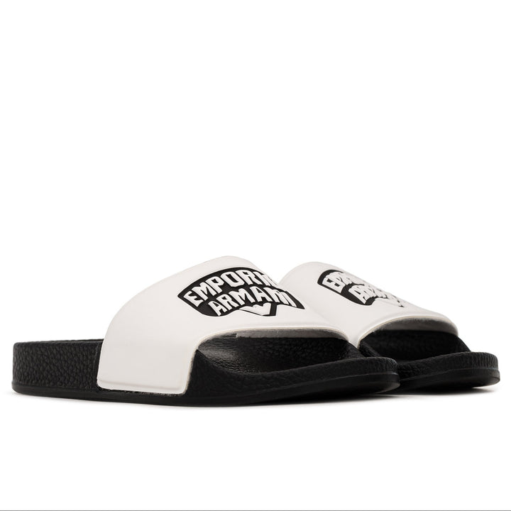 Emporio Armani Kids Logo Flip Flops - White - US5.5