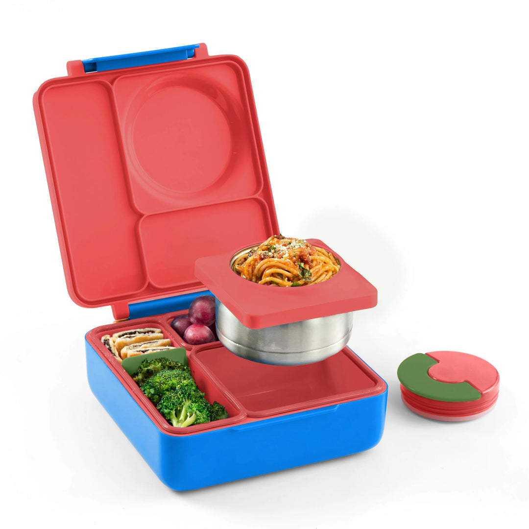 >OmieBox Lunch Box with Fork, Spoon + Pod Set (Scooter Red)