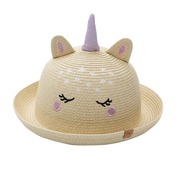 FlapJackKids Kids UPF50+ Straw Sun Hat - Unicorn