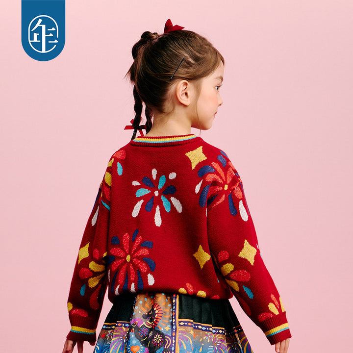 >Nian 年衣 盛世乐马毛衣 - 年衣红