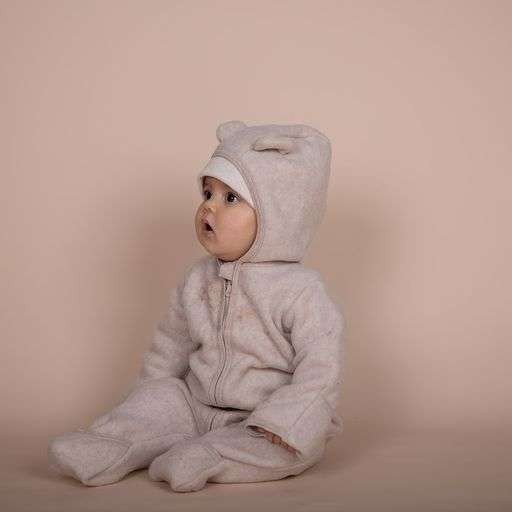 HUTTELIHUT Kids Allie Suit with Ears in Wool Fleece - Ocre