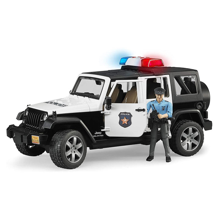 >Bruder 02526 Jeep Rubicon Police car with Light skin Policeman 13 x 5.7 x 6.4 inch