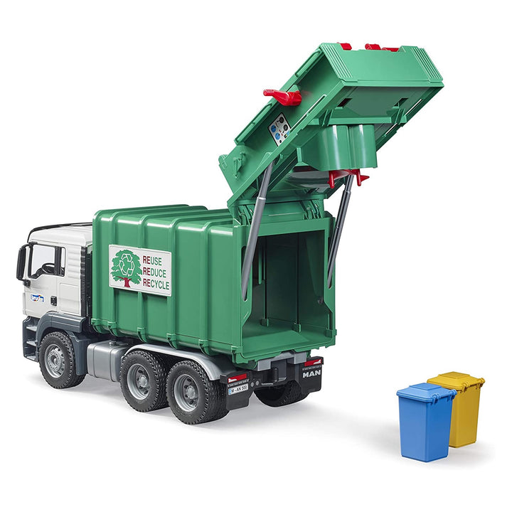 >Bruder 03763 Man TGS Rear Loading Garbage Truck - Green 20 x 7.3 x 8.5 inch