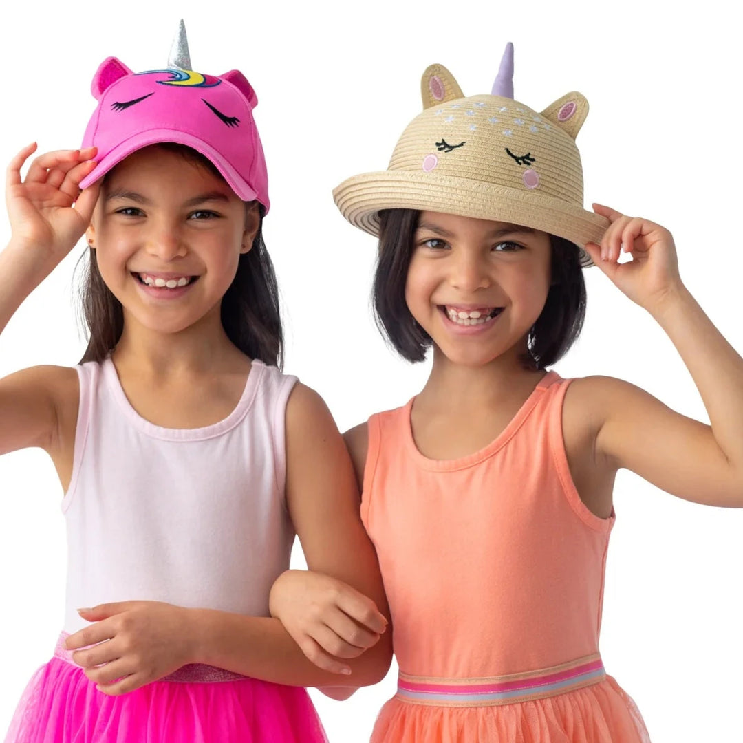 FlapJackKids Kids UPF50+ Straw Sun Hat - Unicorn