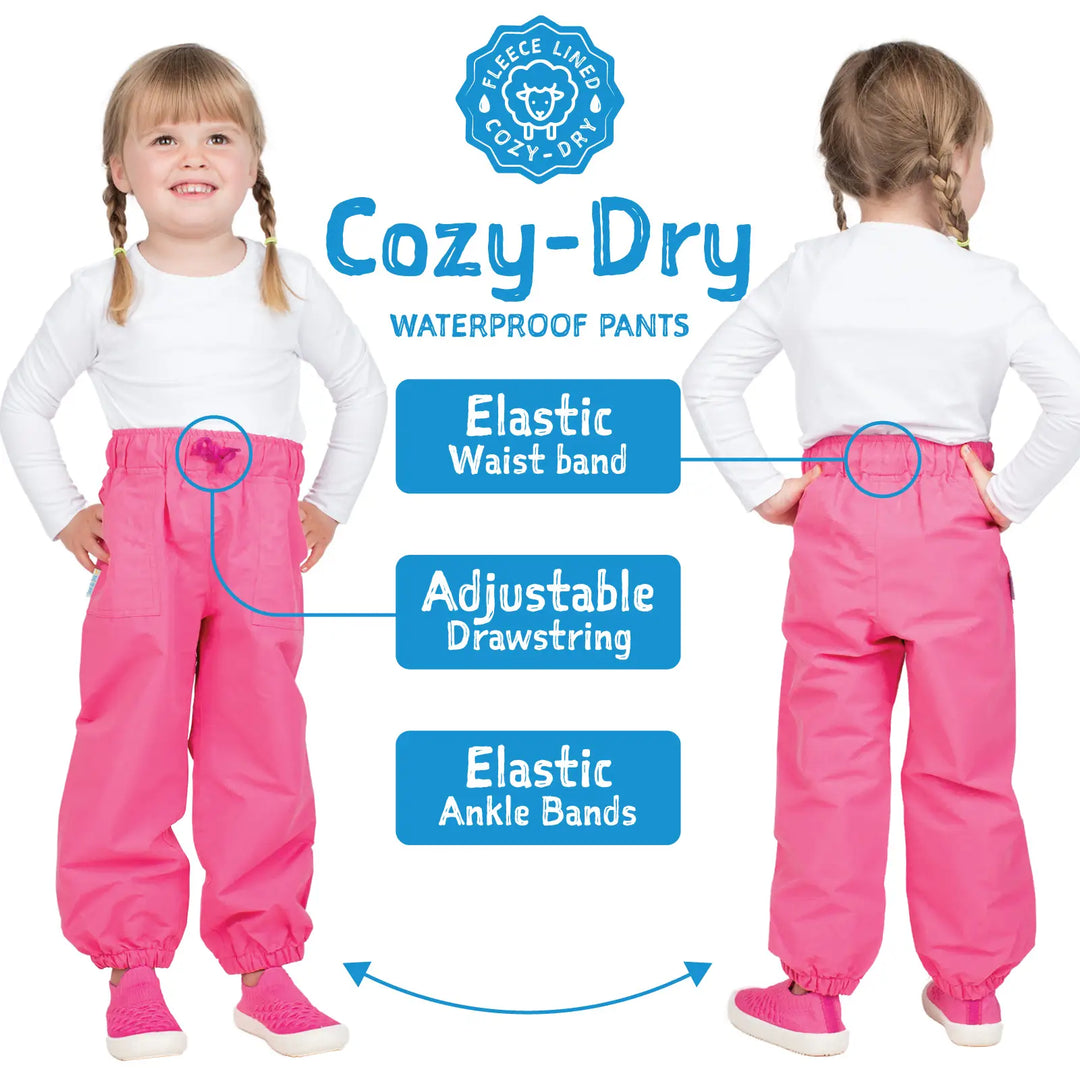>Jan & Jul Kids Cozy-Dry Rain & Snow Pants (Fleece Lined) - Dusty Pink