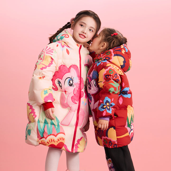 >Nian 年衣 小马宝莉新年花朵羽绒服 - 杏仁黄