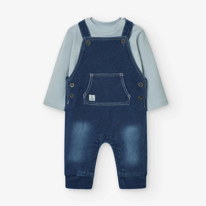 Losan Baby Long-Sleeved Top + Dungarees Set - Sky Blue - Newborn