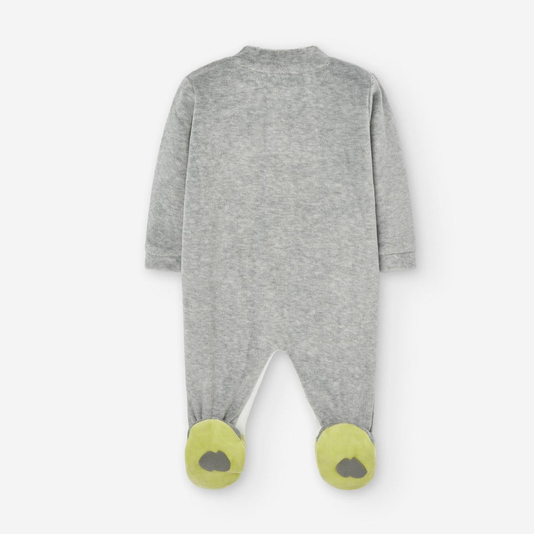 Losan Baby PENGUIN Velour Sleepsuit - Grey/White - Newborn