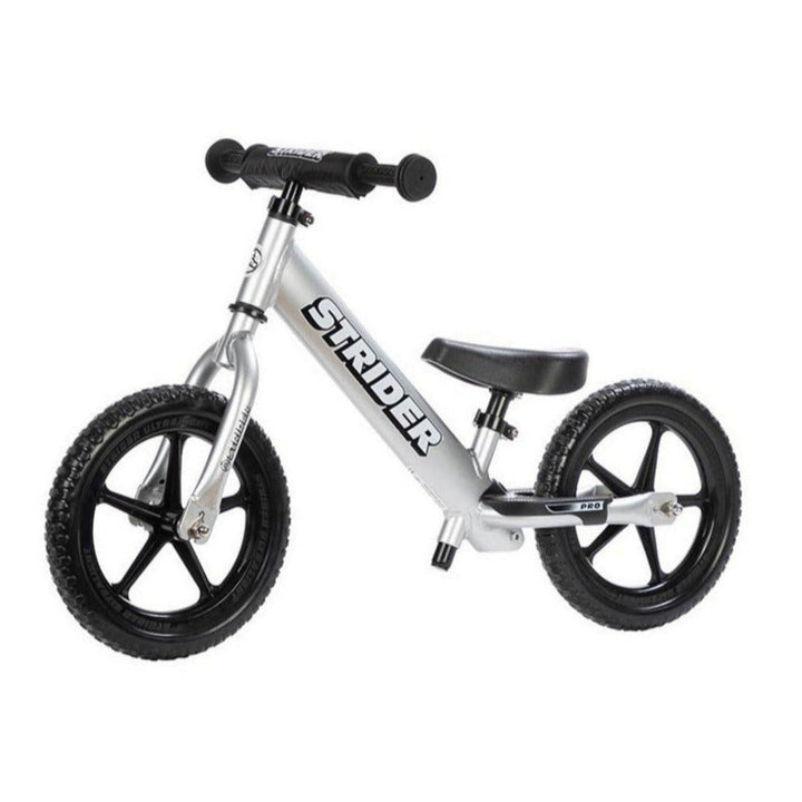 >Strider 12 Pro balance Back w/ Ultralight Wheel - Silver [with multi-color wheels] 1-4Y