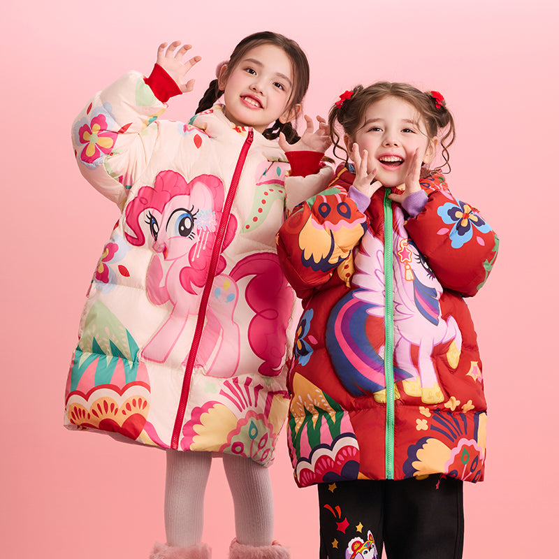 >Nian 年衣 小马宝莉新年花朵羽绒服 - 杏仁黄