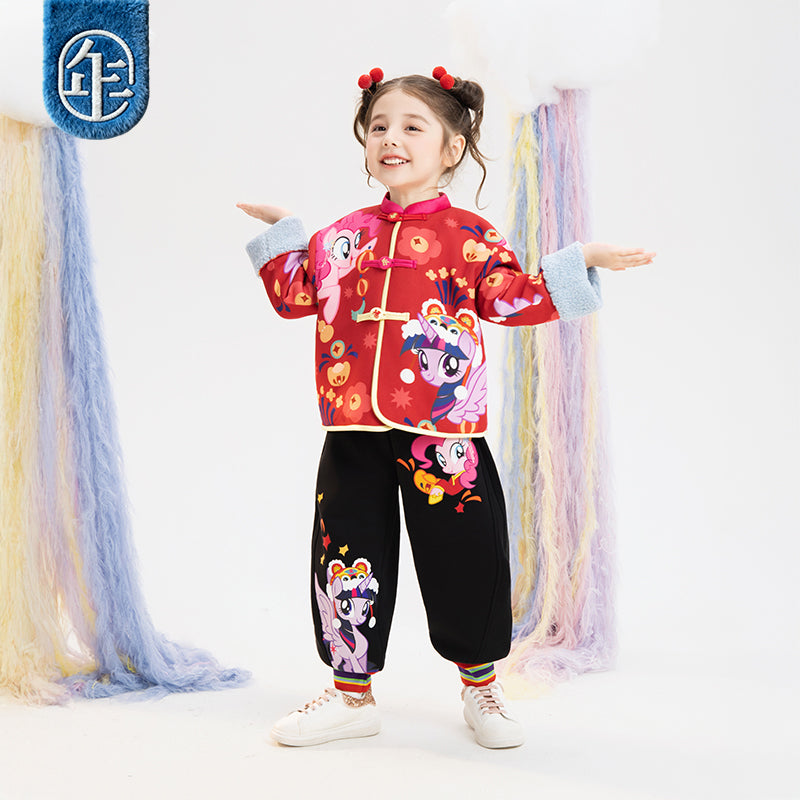 >Nian 年衣 小马宝莉撞色满印唐装 - 年衣红