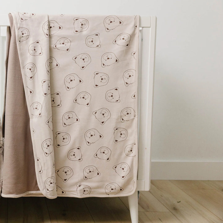 >Woolino Toddler Blanket 4 Season Merino Wool Blanket 52.5" x 40" - Teddy Bear