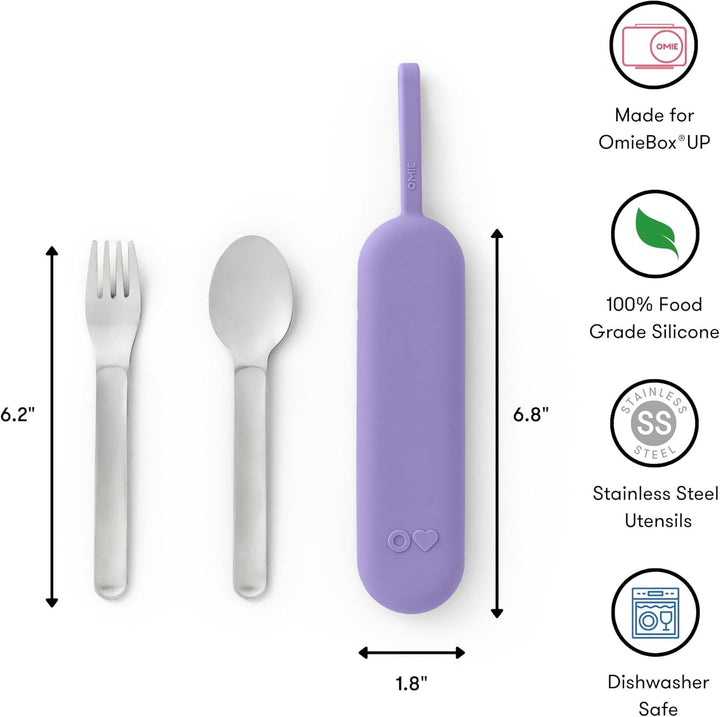 OmieBox UP Lunch Box with Fork, Spoon + Pod Set (Galaxy Purple)