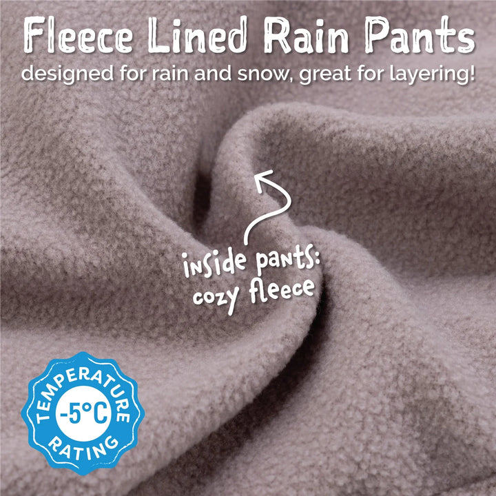 >Jan & Jul Kids Cozy-Dry Rain & Snow Pants (Fleece Lined) - Dusty Pink