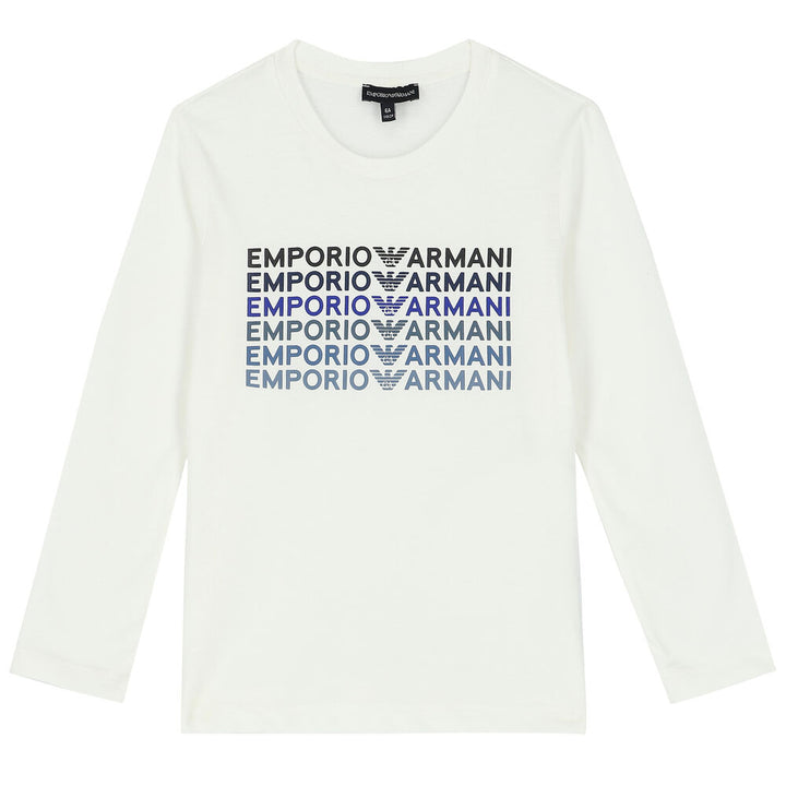 Emporio Armani Junior Ivory Logo Long Sleeve Top - 6Y