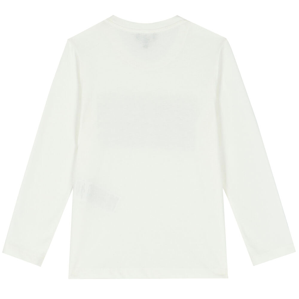 Emporio Armani Junior Ivory Logo Long Sleeve Top - 6Y