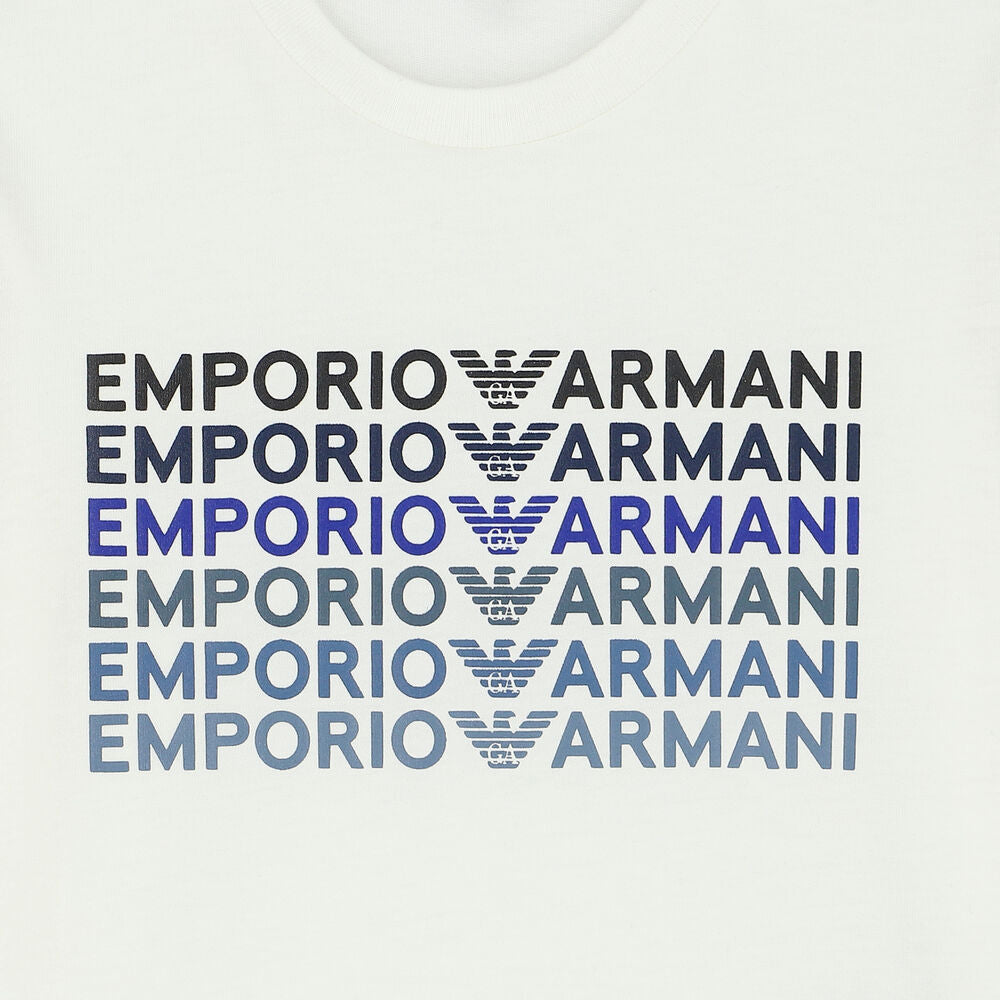 Emporio Armani Junior Ivory Logo Long Sleeve Top - 6Y