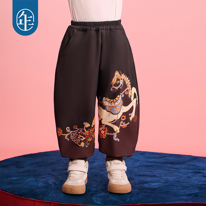 >Nian 年衣 跃马新程加绒长裤 - 墨黑