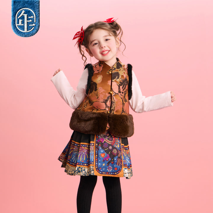 >Nian 年衣 大展鸿图中式马甲 - 岩石棕