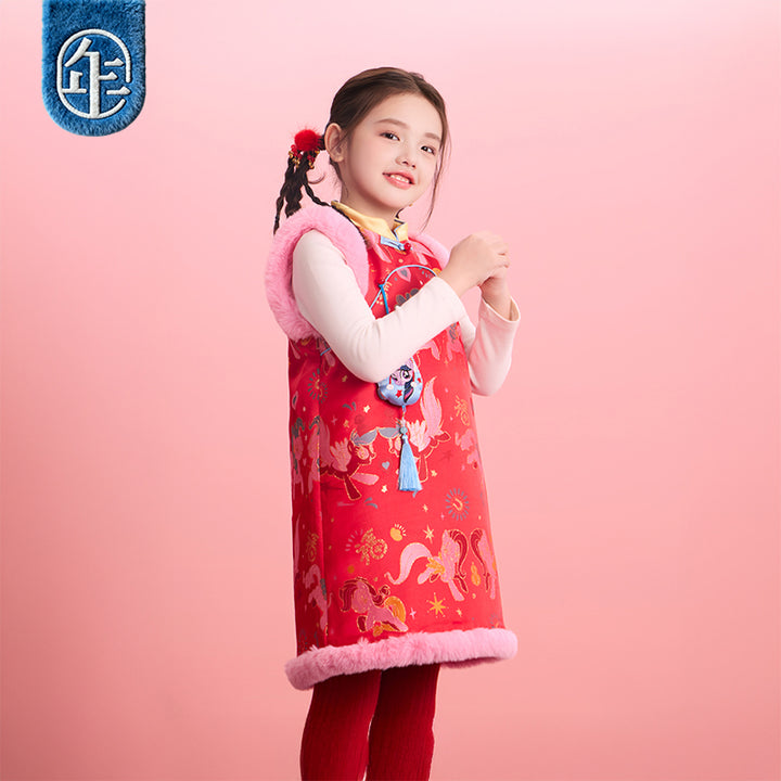 >Nian 年衣 小马宝莉新年提花旗袍 - 年衣红