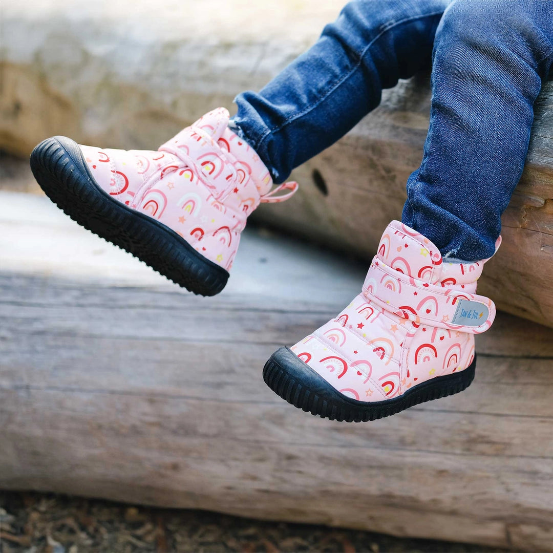 Jan & Jul Kids Toasty-Dry Boots/Booties - Pink Rainbow