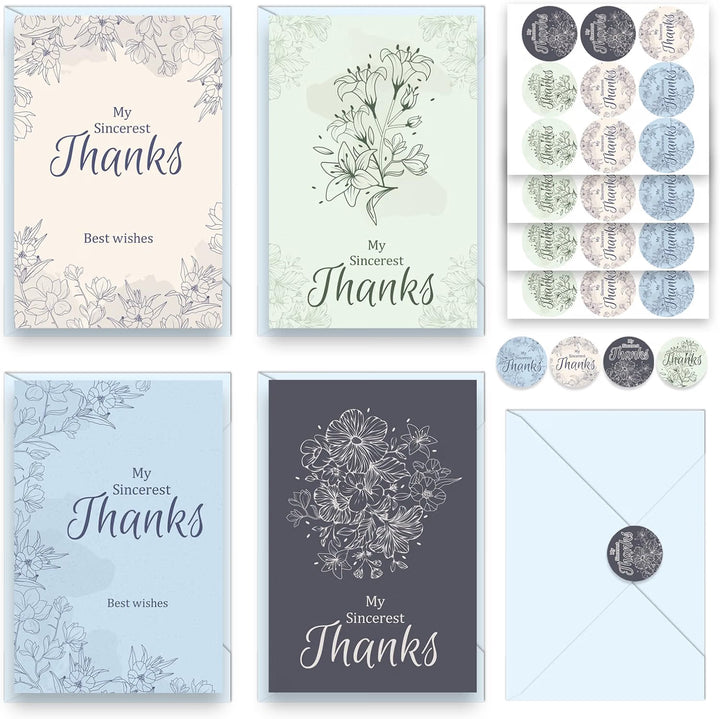 48 Pcs Thank You Cards with Envelopes + Seal Stickers