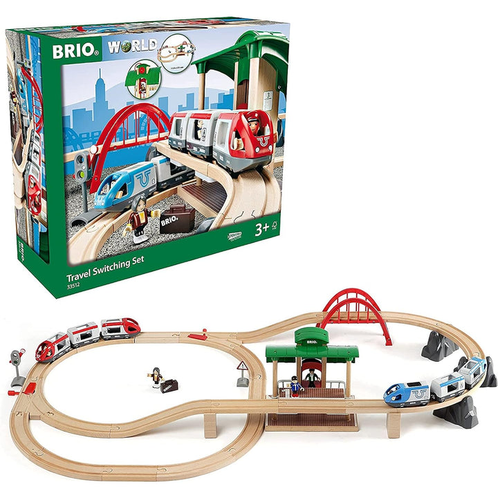 BRIO 33512 Travel Switching Set | 42 Piece Train Toy with Accessories and Wooden Tracks for Kids Ages 3 and Up