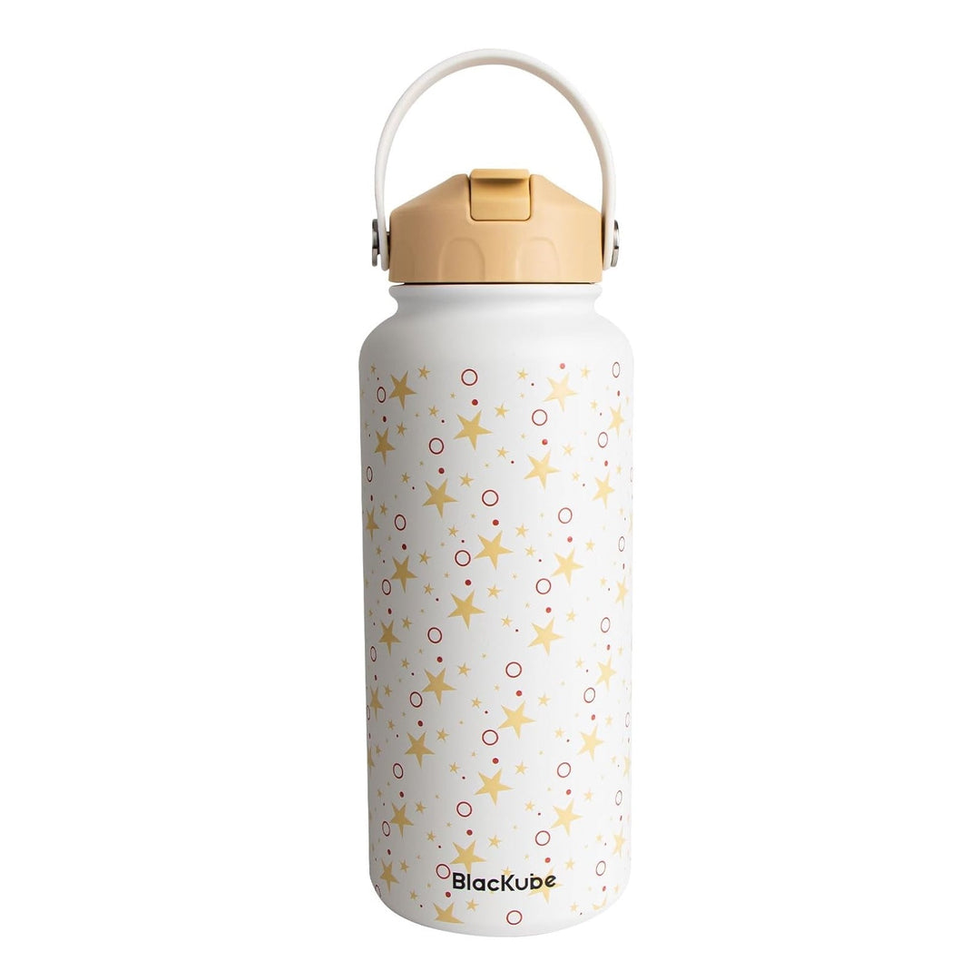 Stainless Steel Thermos BPA-Free Drinking Bottle with Straw 32 oz / 1 L