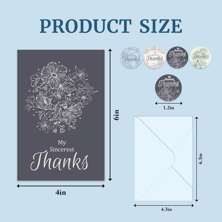 48 Pcs Thank You Cards with Envelopes + Seal Stickers