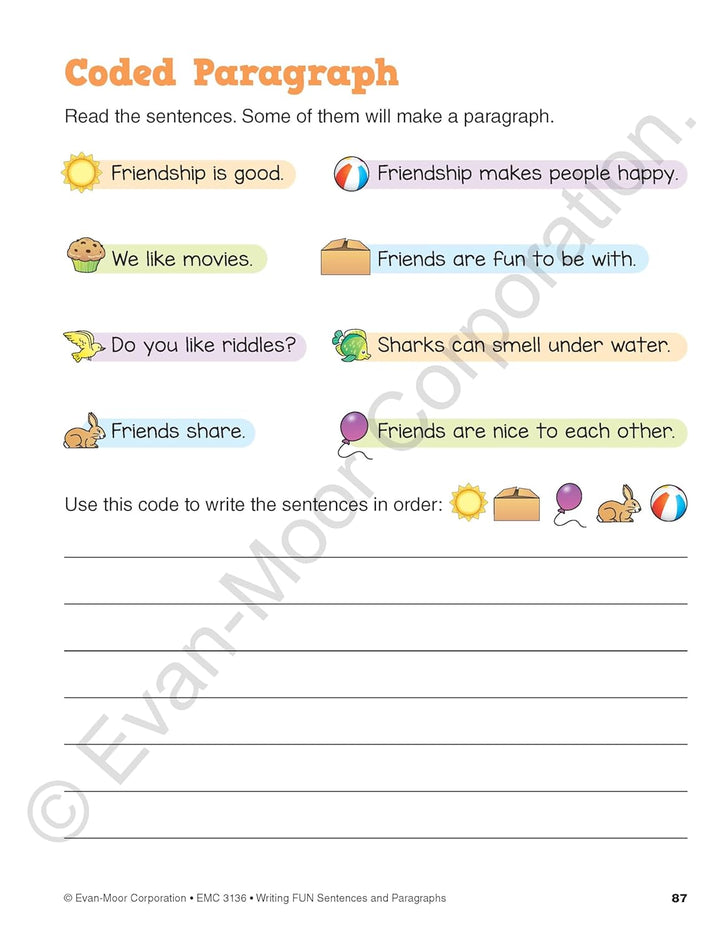 Evan-Moor Grade 1-3 Writing FUN Sentences and Paragraphs