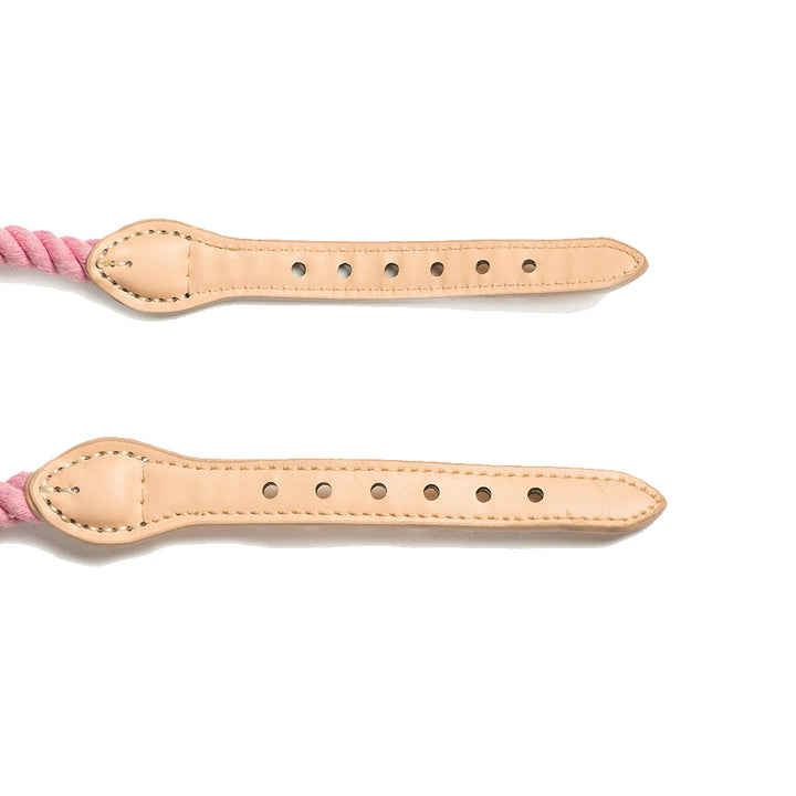 Tinklylife Dog Knit Collar - Pink+Natural Leather