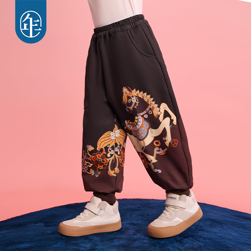 >Nian 年衣 跃马新程加绒长裤 - 墨黑