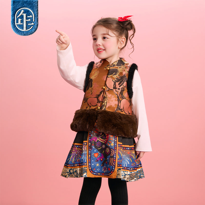 >Nian 年衣 大展鸿图中式马甲 - 岩石棕