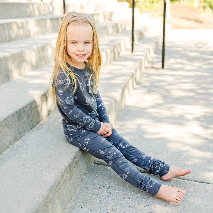 >Woolino Kids Merino Wool Base Layer Long Sleeve Top + Leggings Set - Farm